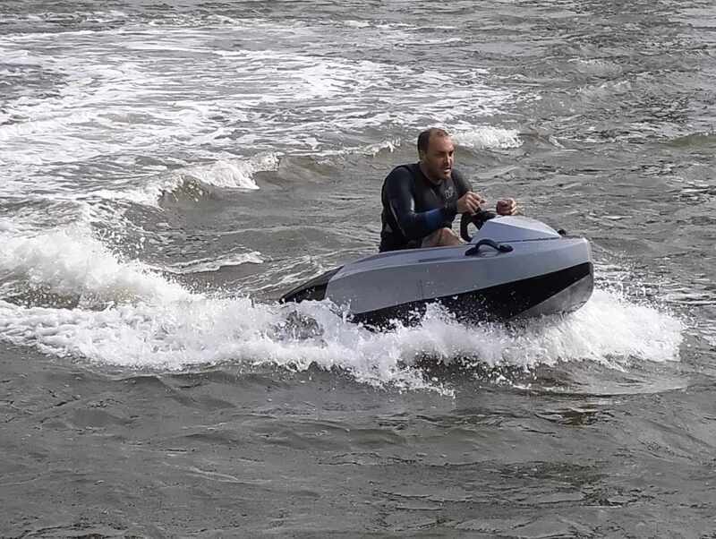 Mini Electric Jet Boat in action